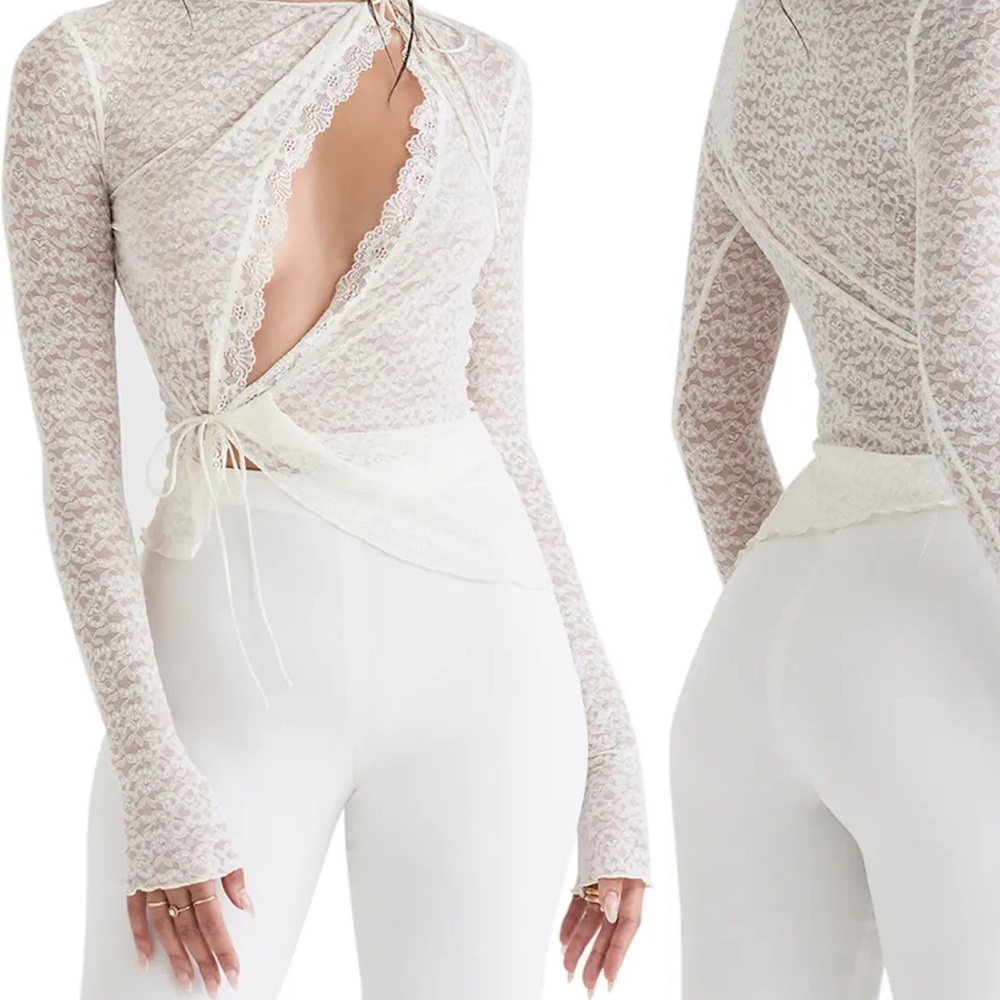 House of CB Ivory Lace Wrap Top